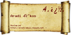 Aradi Ákos névjegykártya